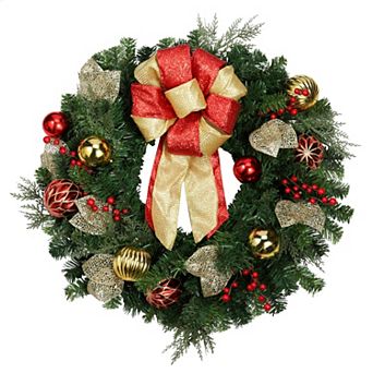 24 Inch Madison Prelit Wreath with LED Lights