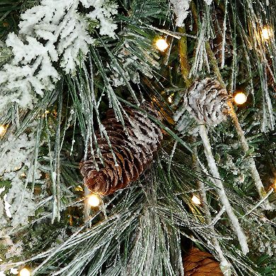 20 Inch Snowfall Creek Chair Swag with LED Lights