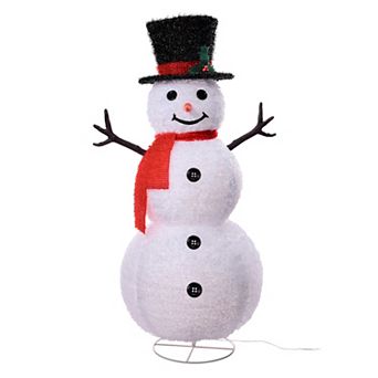 48 Inch Tall Collapsible Tinsel Fabric Snowman