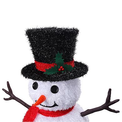 48 Inch Tall Collapsible Tinsel Fabric Snowman