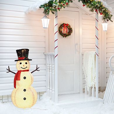 48 Inch Tall Collapsible Tinsel Fabric Snowman
