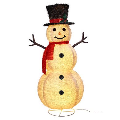 48 Inch Tall Collapsible Tinsel Fabric Snowman