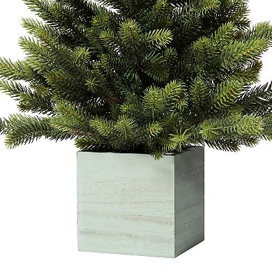 30 Inch Unlit Fraser Fir Potted Tree in Wooden Pot