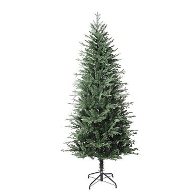 6.5 Foot Tall Slim Ashville Fir Christmas Tree with 8 Light Functions, Timer and Foot Pedal