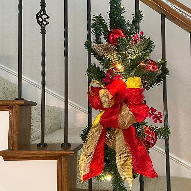 26 Inch Madison Pre-lit Christmas Staircase Swag