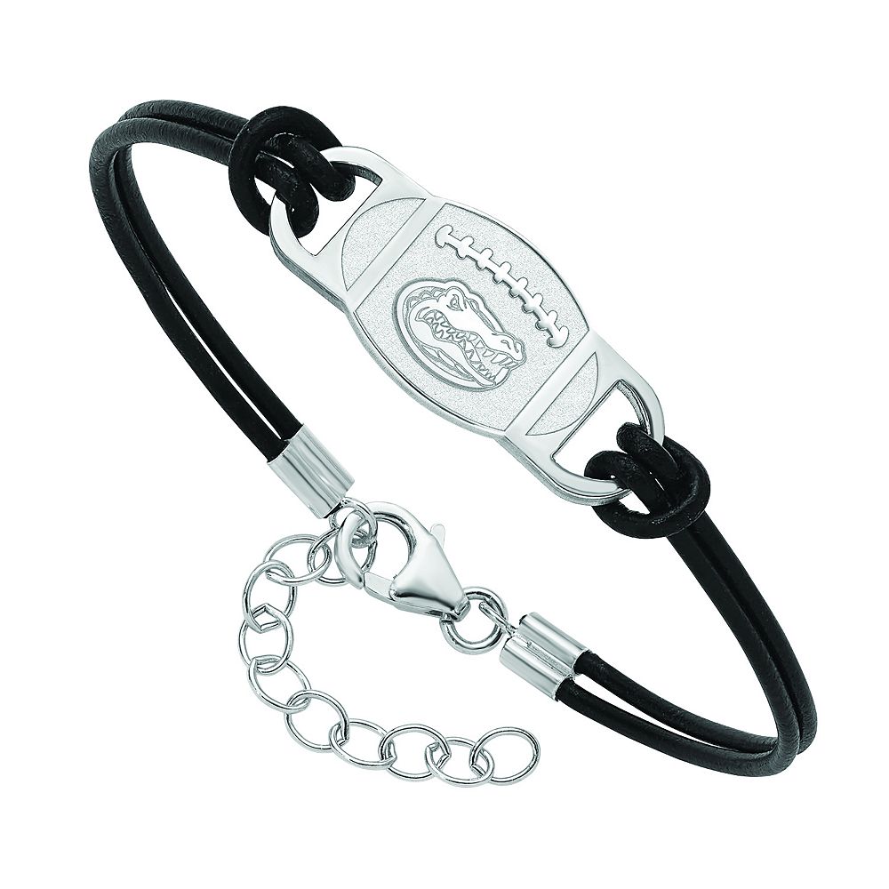 Logo Leather Bracelet in Silver main image 1