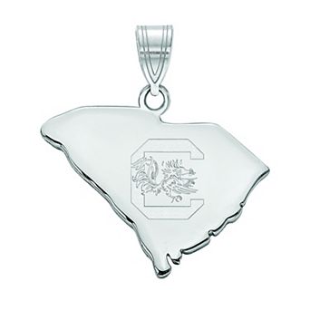 LogoArt Sterling Silver University of South Carolina State Pendant