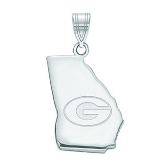 LogoArt Sterling Silver University of Georgia State Pendant