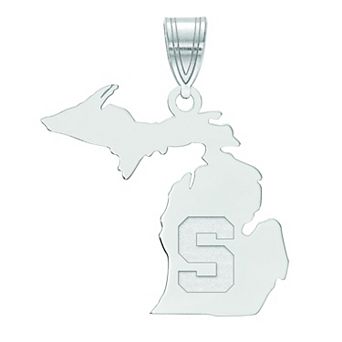 LogoArt Sterling Silver Michigan State University State Pendant