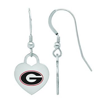 LogoArt Sterling Silver Georgia Enamel Heart Drop Earrings