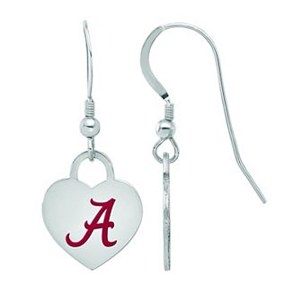 LogoArt Sterling Silver Alabama Enamel Heart Drop Earrings