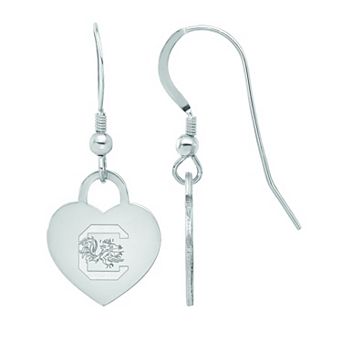 LogoArt Sterling Silver South Carolina Heart Drop Earrings