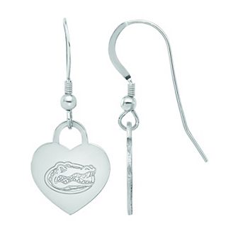 LogoArt Sterling Silver Florida Gators Heart Dangle Drop Earrings