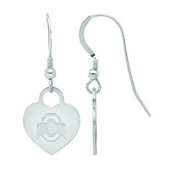 LogoArt Sterling Silver Ohio State Heart Drop Earrings