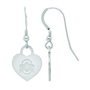 LogoArt Sterling Silver Ohio State Heart Drop Earrings