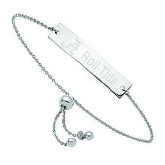 LogoArt Sterling Silver Alabama Small Bar Adjustable Bracelet