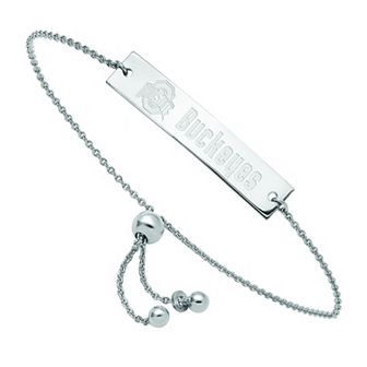 LogoArt Sterling Silver Ohio State Small Bar Adjustable Bracelet