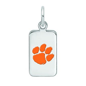 LogoArt Sterling Silver Clemson Enamel Tag Pendant