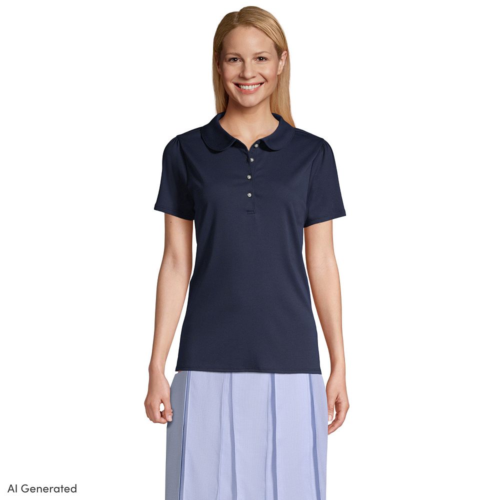 Women's Lands' End Short Sleeve Cotton Performance Polo Shirt