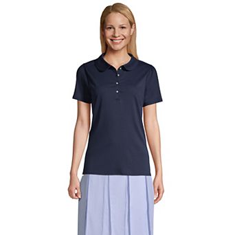 Women's Lands' End Short Sleeve Cotton Performance Polo Shirt