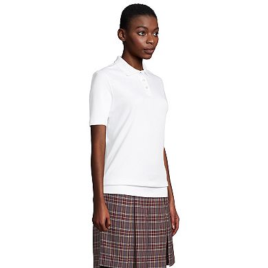 Women's Lands' End Short Sleeve Banded Bottom Polo Shirt