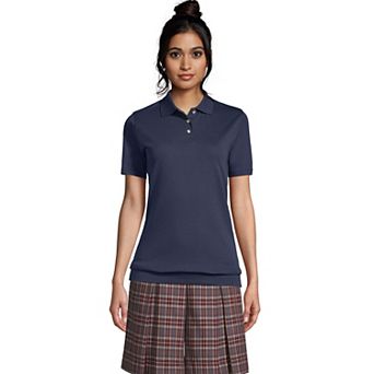 Women's Lands' End Short Sleeve Banded Bottom Polo Shirt