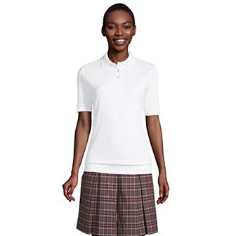 Women's Lands' End Short Sleeve Banded Bottom Polo Shirt