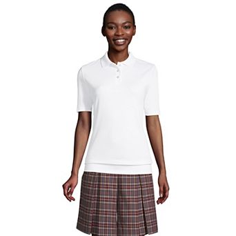 Women's Lands' End Short Sleeve Banded Bottom Polo Shirt