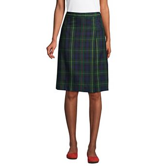 Women's Lands' End Plaid Below the Knee A-line Skirt