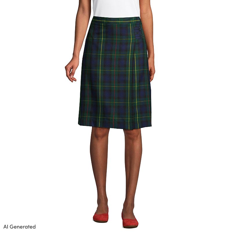 UPC 194572888682 product image for Women's Lands' End Plaid Below the Knee A-line Skirt, Size: 10, Hunter Blue Plai | upcitemdb.com