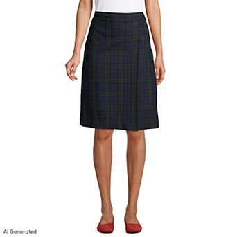 Women's Lands' End Plaid Below the Knee A-line Skirt