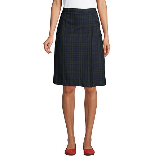 Women's Lands' End Plaid Below the Knee A-line Skirt