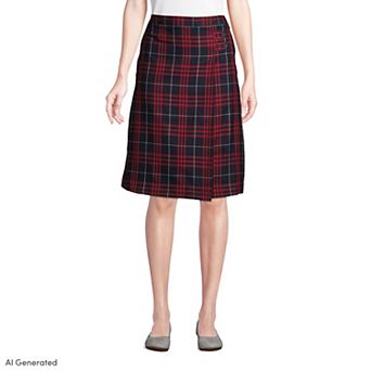 Women's Lands' End Plaid Below the Knee A-line Skirt