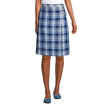 Women's Lands' End Plaid Below the Knee A-line Skirt