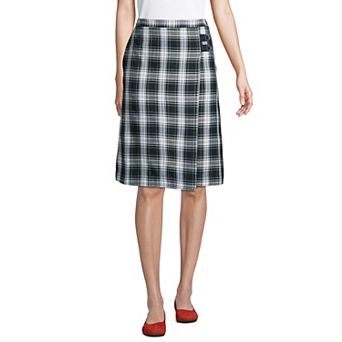 Women's Lands' End Plaid Below the Knee A-line Skirt