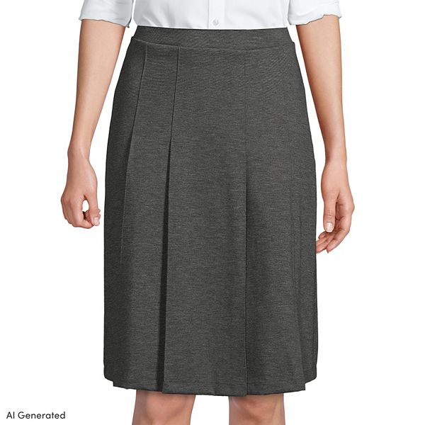 Women's Lands' End Ponte Knee Length Pleated Skirt