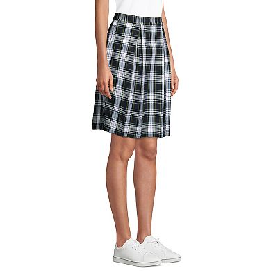 Women's Lands' End Plaid Top of Knee Length Pleated Skort