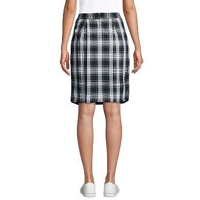 Women's Lands' End Plaid Top of Knee Length Pleated Skort