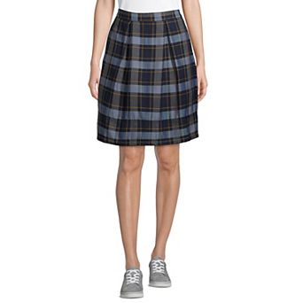 Women's Lands' End Plaid Top of Knee Length Pleated Skort