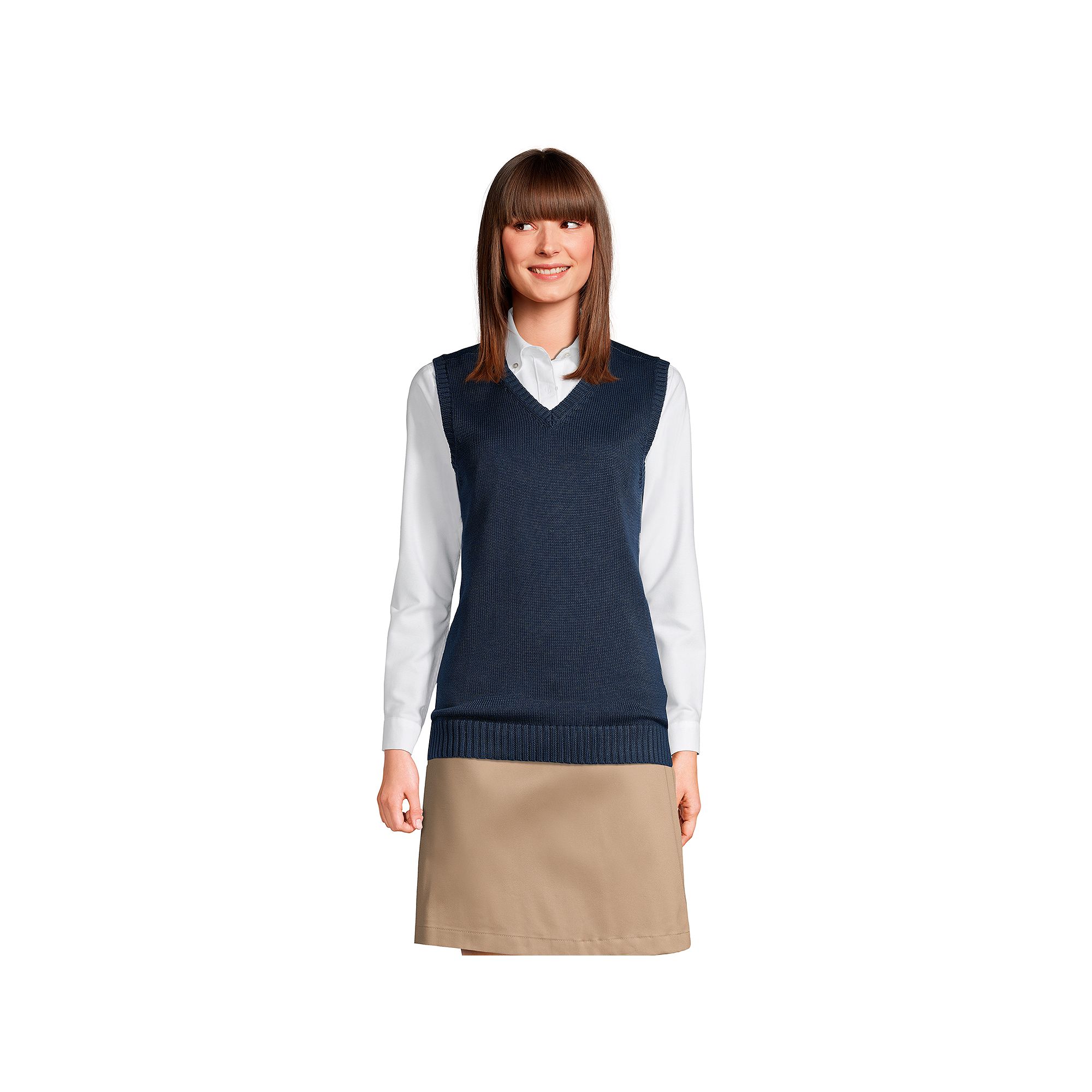Womens Lands End Sweater Vest, Size: Small, Classic Blue
