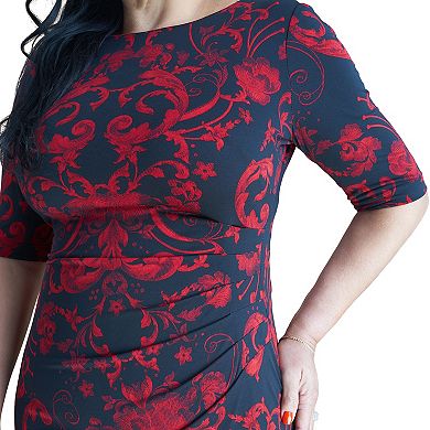 Women's Connected Apparel Elbow Sleeve A-Line Dress