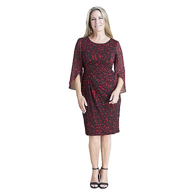 Enjoy an elegant look with this women's Connected apparel cape A-line dress.