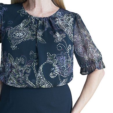 Women's Connected Apparel Chiffon Bodice A-Line Dress