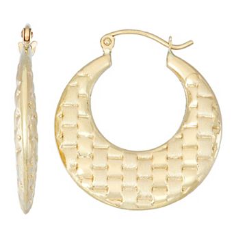 14k Gold Textured Hoop Earrings