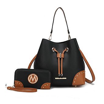 MKF Collection Color Block Bucket Bag 2-in-1 Shoulder & Crossbody with Wallet by Mia K