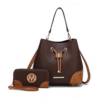MKF Collection Candice Color Block Bucket Bag with matching Wallet