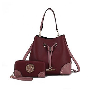 MKF Collection Color Block Bucket Bag 2-in-1 Shoulder & Crossbody with Wallet by Mia K