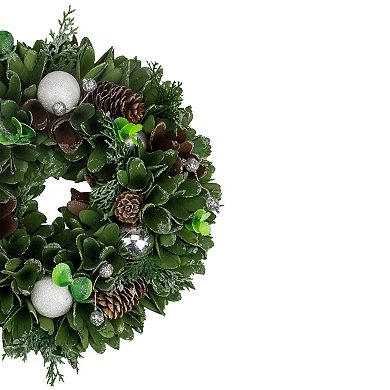 Artificial Christmas Wreath With Pine Cones and Ornaments - 14" Unlit