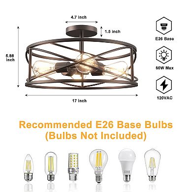 17inch ORB Caged Semi Flush Mount-Heavy Duty