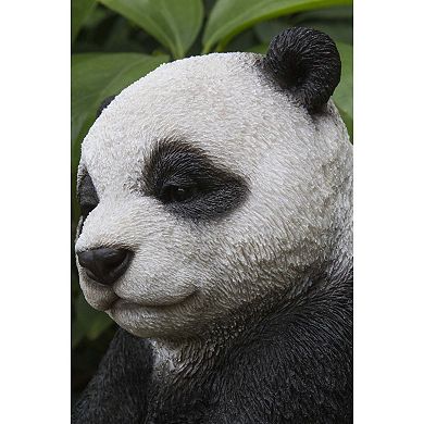 6" Black and White Drowsy Panda Sitting Garden Statue